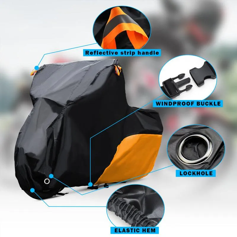 210D Black Orange Motorcycle Cover - Outdoor Motocycle Cover | XYZCTEM®