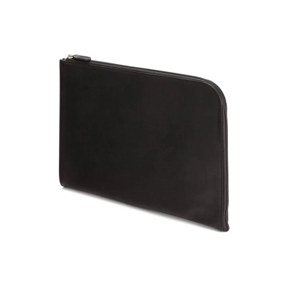 A4 Zip Around Leather Folder - Black