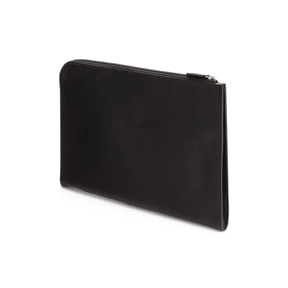 A4 Zip Around Leather Folder - Black