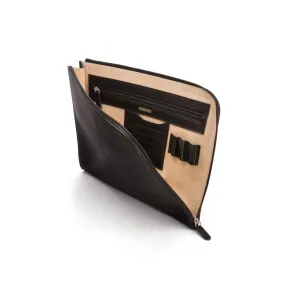 A4 Zip Around Leather Folder - Black
