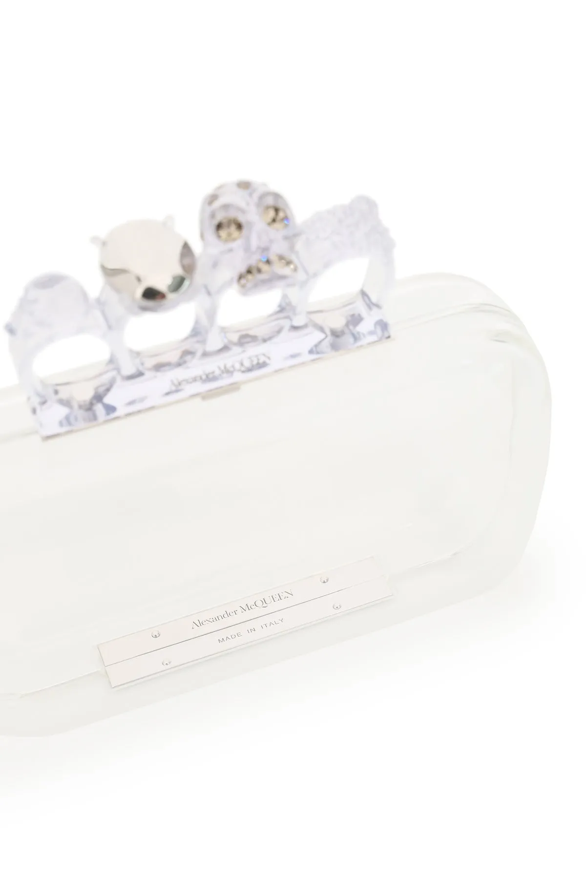Alexander McQueen Skull Four-Ring Transparent Clutch Bag
