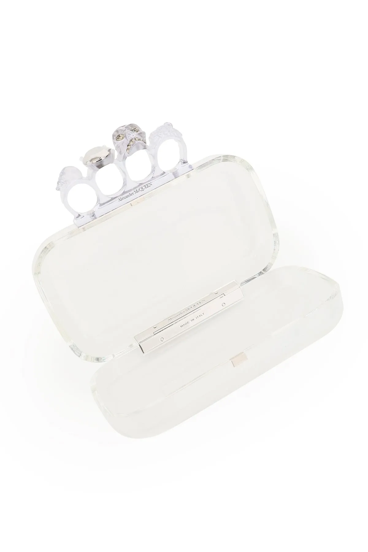 Alexander McQueen Skull Four-Ring Transparent Clutch Bag
