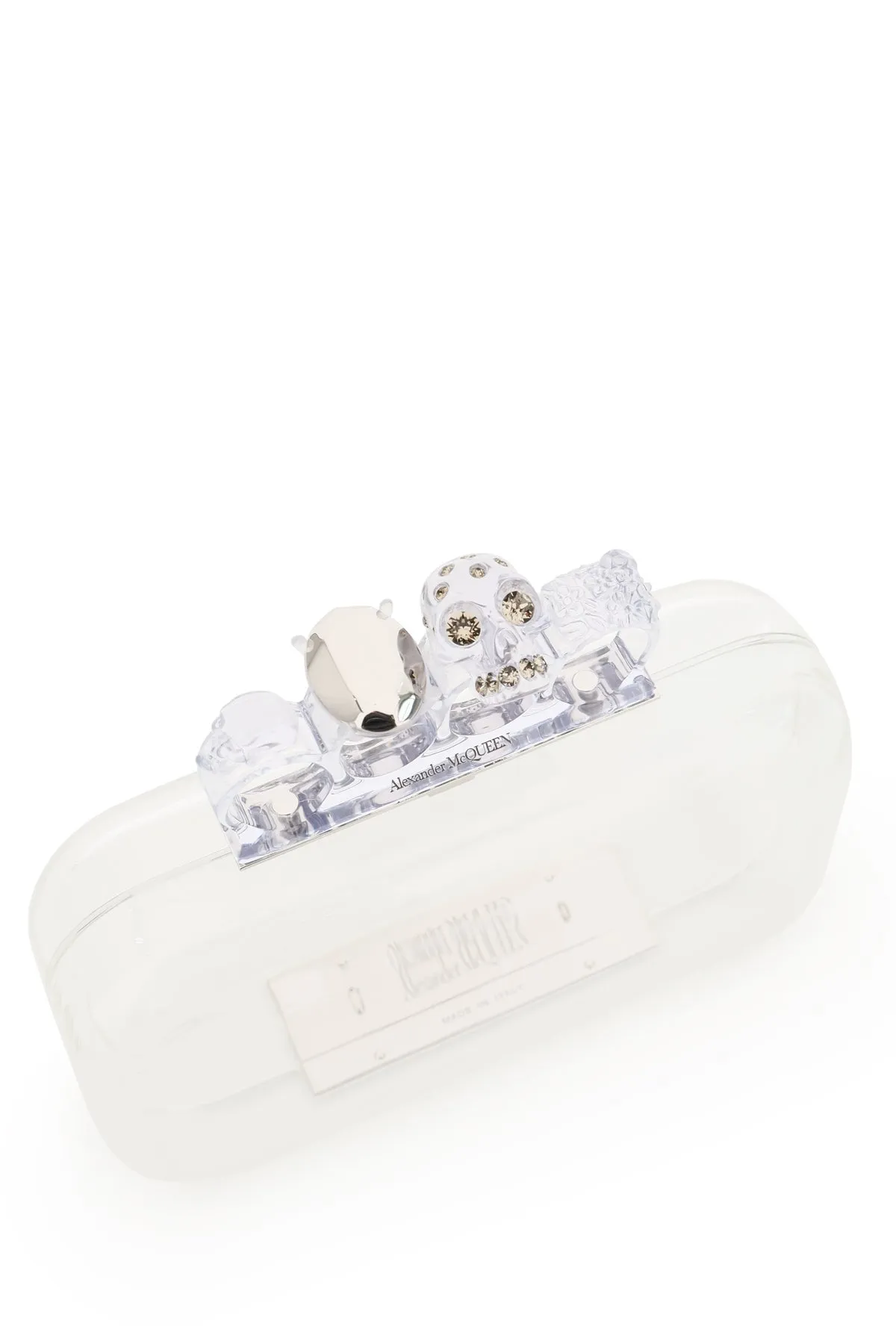 Alexander McQueen Skull Four-Ring Transparent Clutch Bag