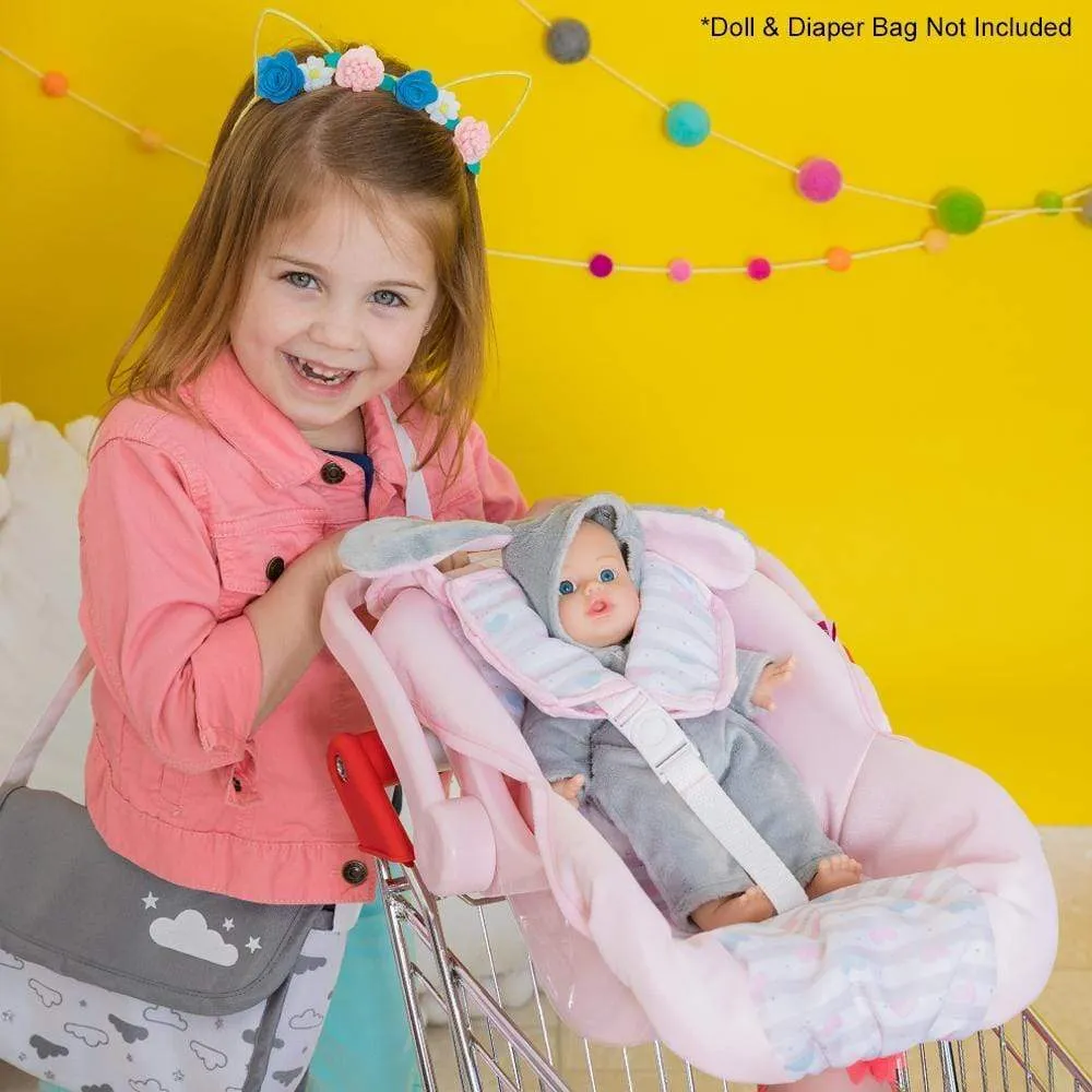 Baby Doll Car Seat Carrier - Pastel Pink Hearts