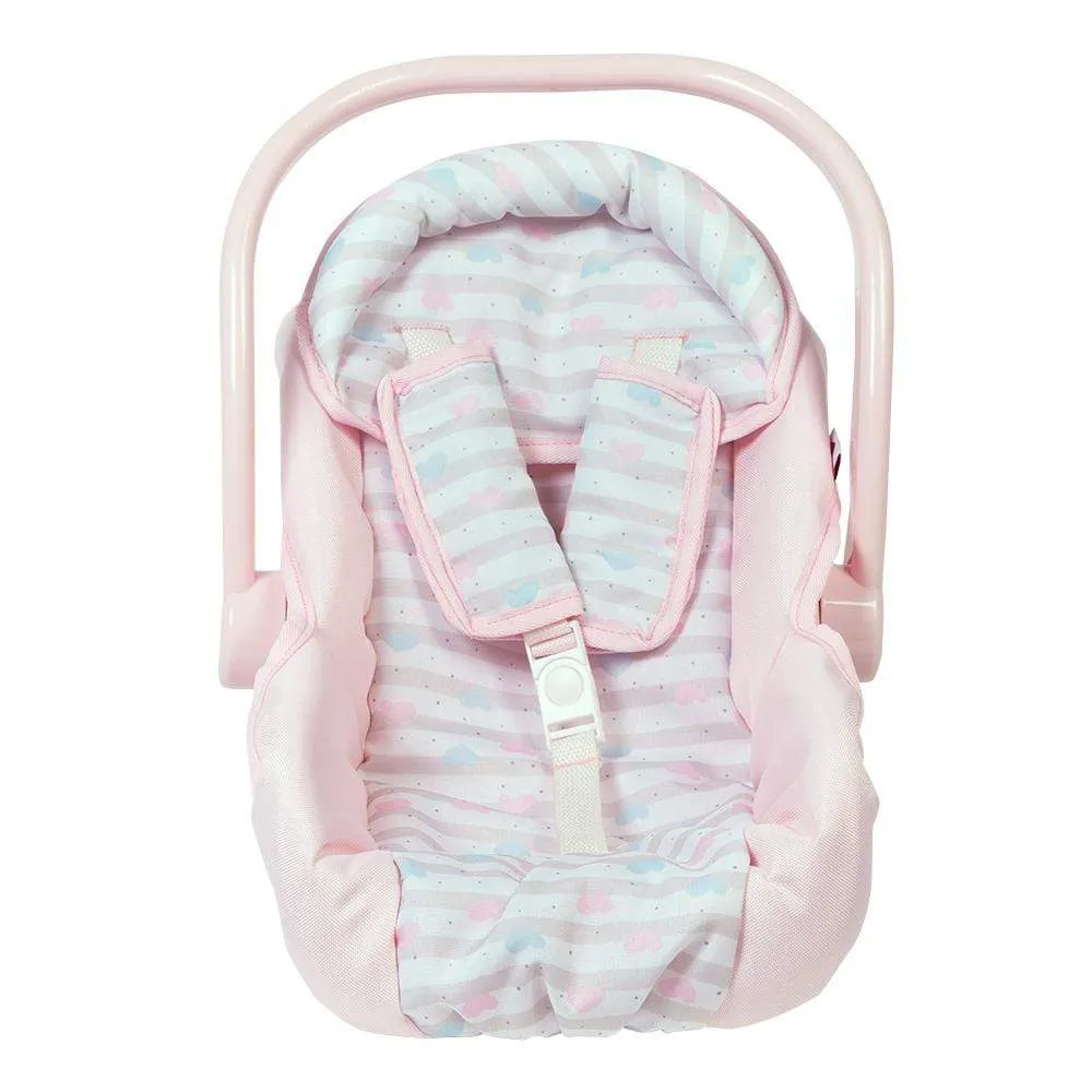 Baby Doll Car Seat Carrier - Pastel Pink Hearts