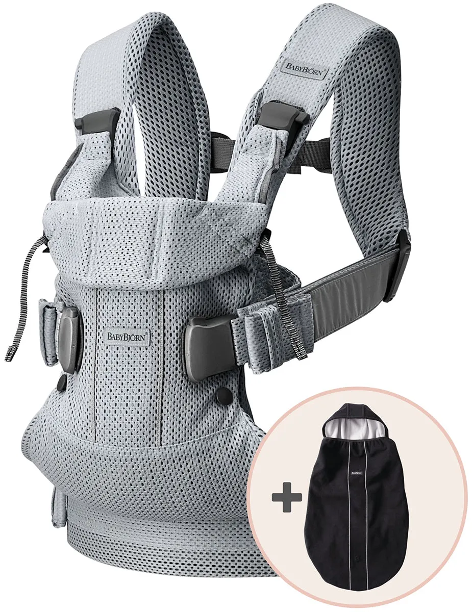 BabyBjorn Baby Carrier One Air, 3D Mesh   Cover Bundle - Silver / Black