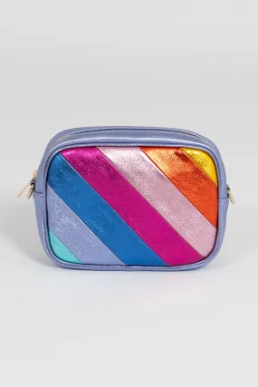 Beau - Italian Leather Crossbody Bag - Silver Rainbow, Metallic