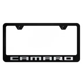 Camaro Script Stainless Steel Frame - Laser Etched Black