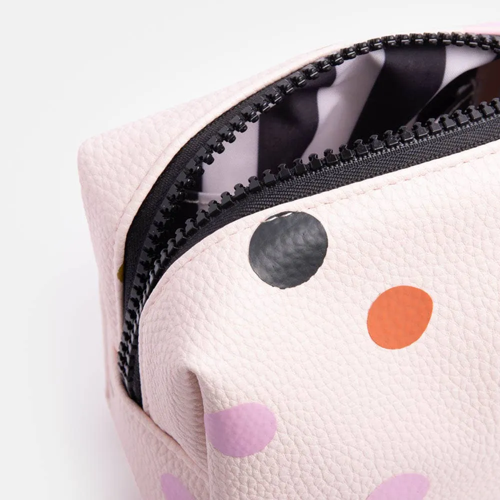 Caroline Gardner - Pale Pink Dotty Mini Cube Cosmetic Bag