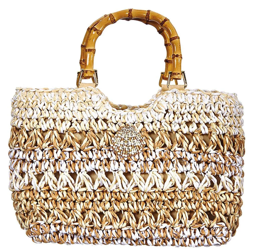 Crochet Toyo with Bamboo Handle Bag by Cappelli