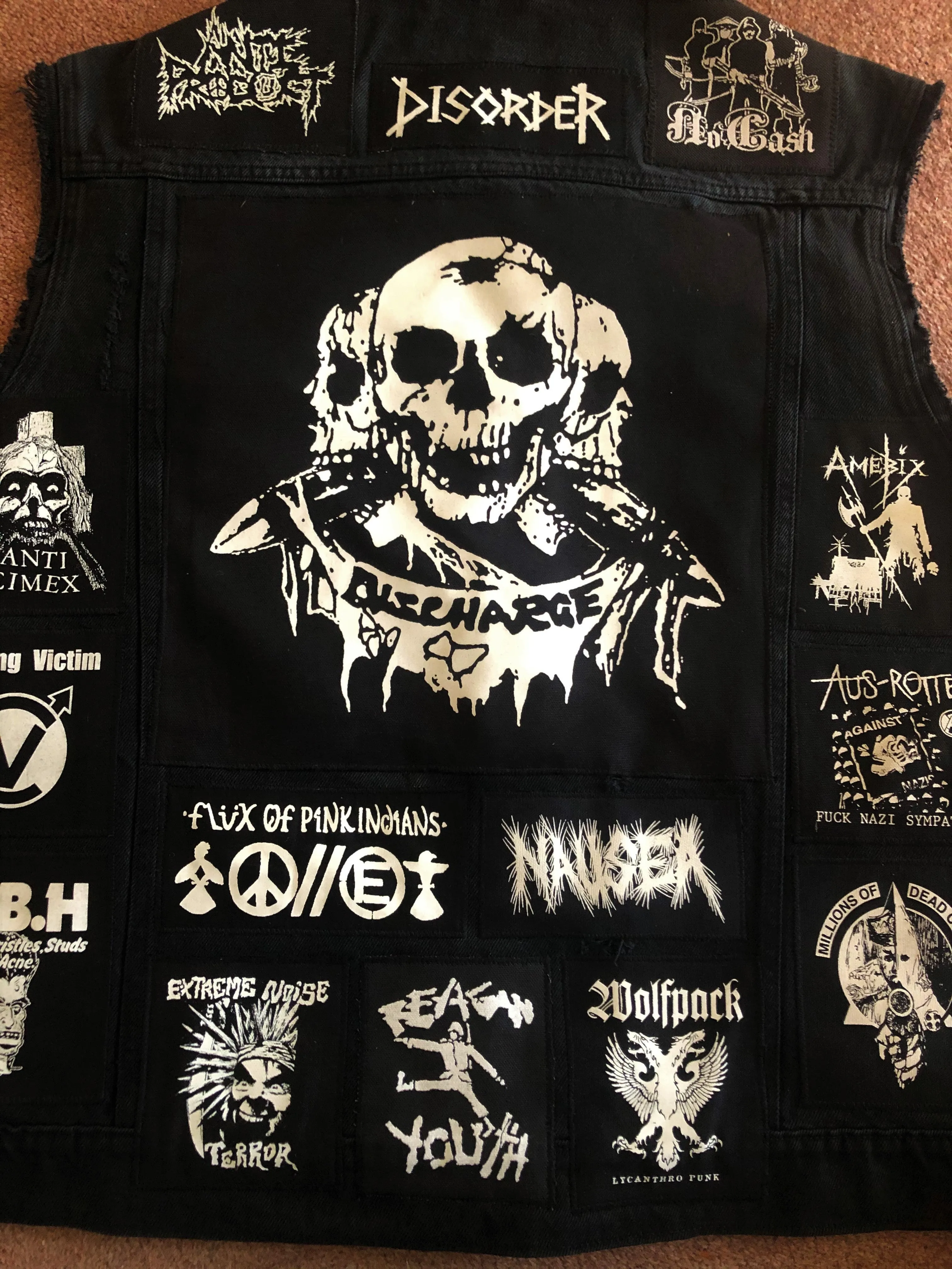 Crust Punk Anarchopunk Battle Jacket Cut-Off Denim Vest Crass Doom Discharge Amebix