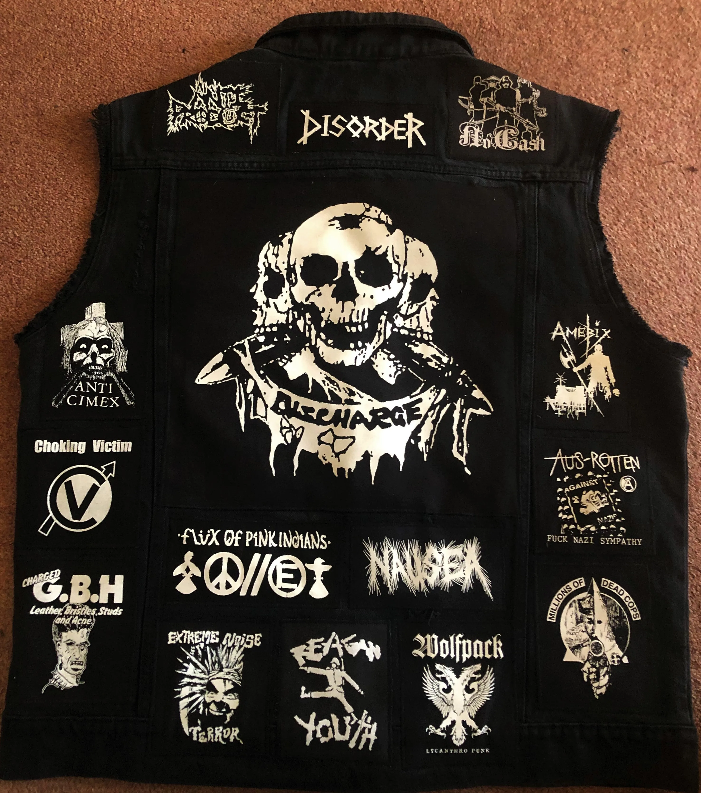 Crust Punk Anarchopunk Battle Jacket Cut-Off Denim Vest Crass Doom Discharge Amebix