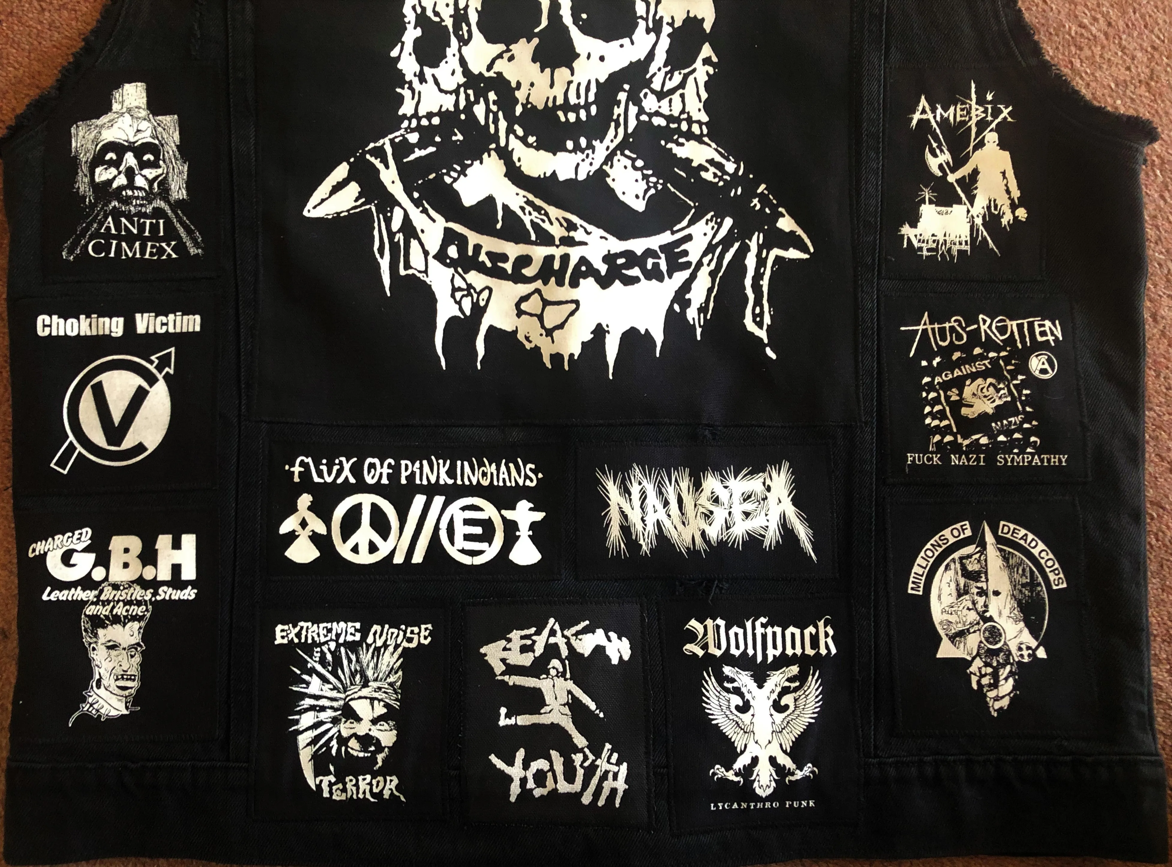 Crust Punk Anarchopunk Battle Jacket Cut-Off Denim Vest Crass Doom Discharge Amebix