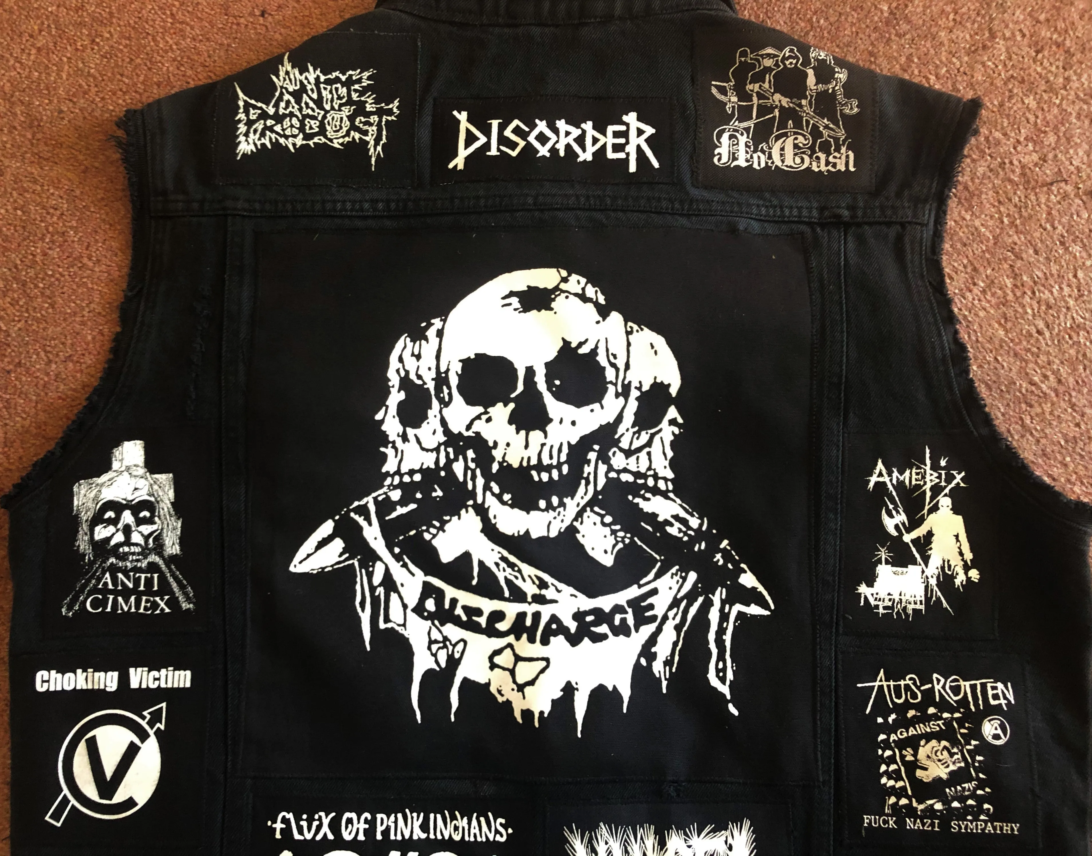 Crust Punk Anarchopunk Battle Jacket Cut-Off Denim Vest Crass Doom Discharge Amebix