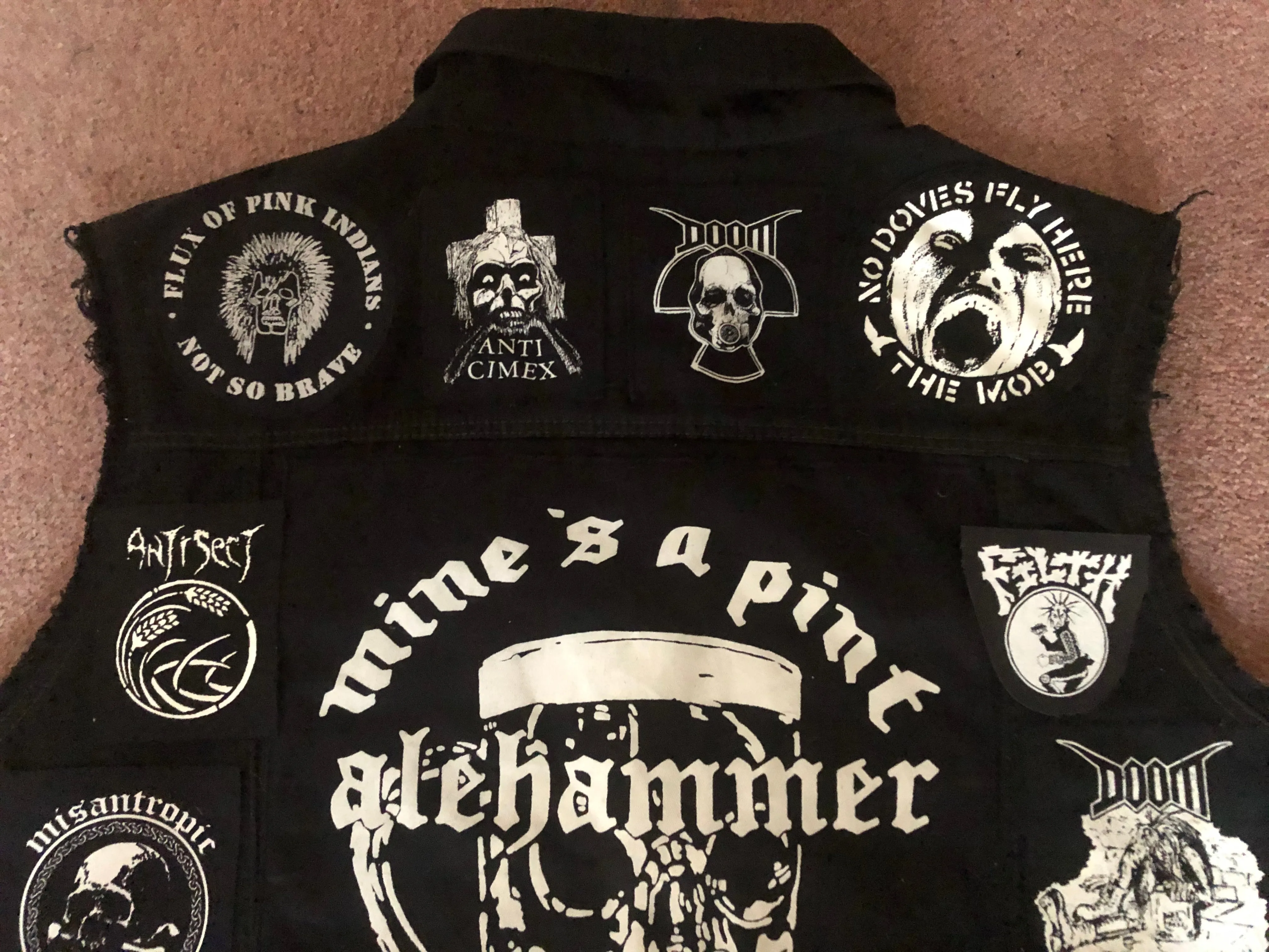 Crust Punk Anarchopunk Battle Jacket Cut-Off Denim Vest Doom Discharge Amebix Deviated Instinct Zounds