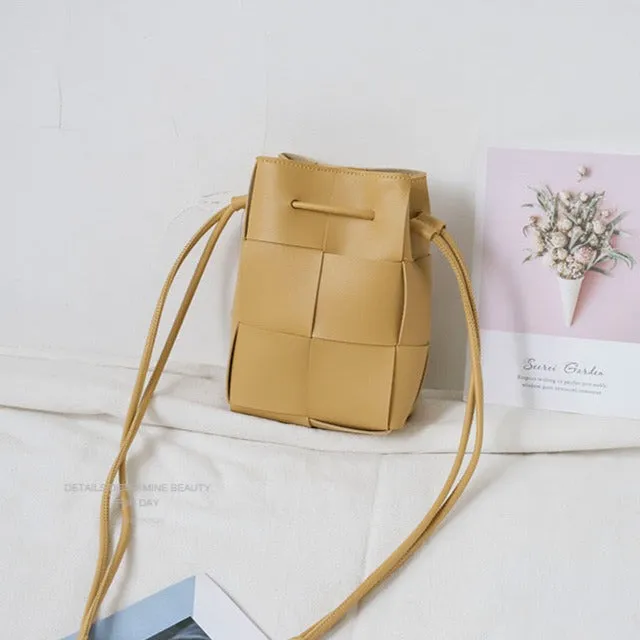 Designer Vegan Leather Woven Mini Crossbody Bag