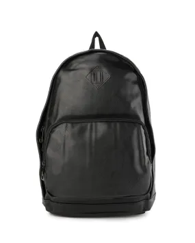Distressed Leather Commuter Backpack - Black