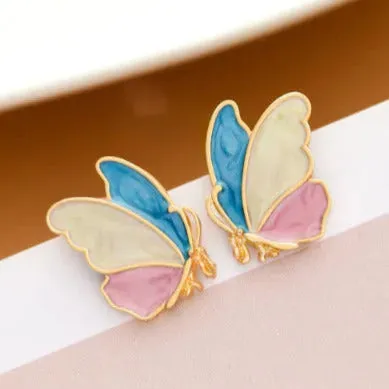Enamel Design Butterfly Gold Plated Earrings