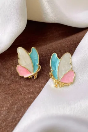 Enamel Design Butterfly Gold Plated Earrings