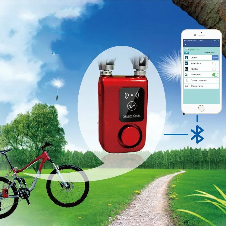 Free Shipping  Bicycle Lock Waterproof Bluetooth Intelligent Anti-theft Lock Cut Mountain Bike Steel Chain
