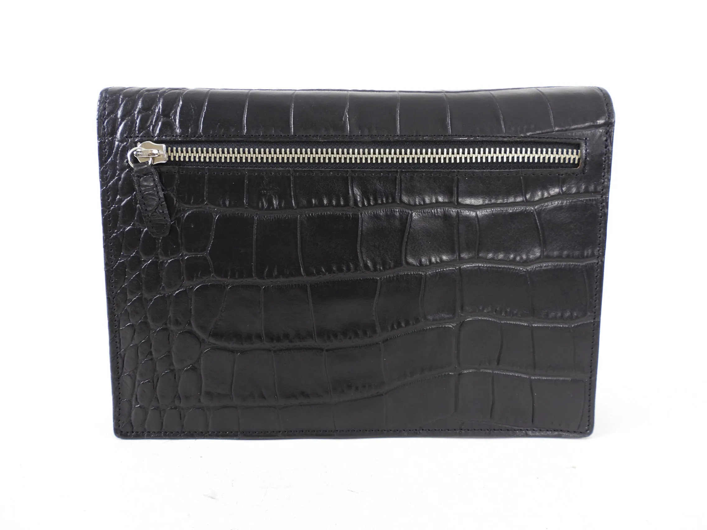 Gianni Versace Vintage 1990’s Croc Embossed Wristlet Clutch Bag
