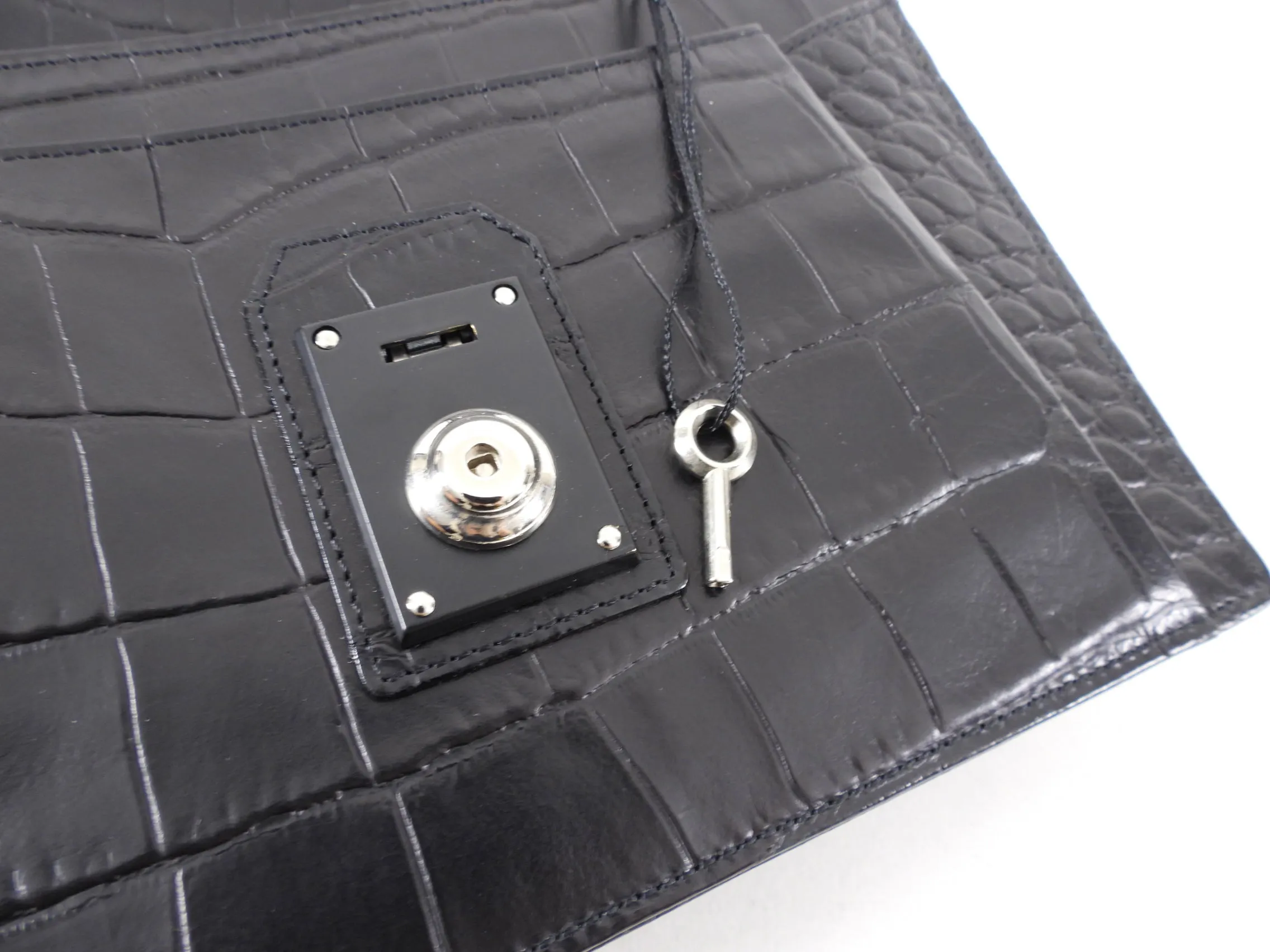 Gianni Versace Vintage 1990’s Croc Embossed Wristlet Clutch Bag