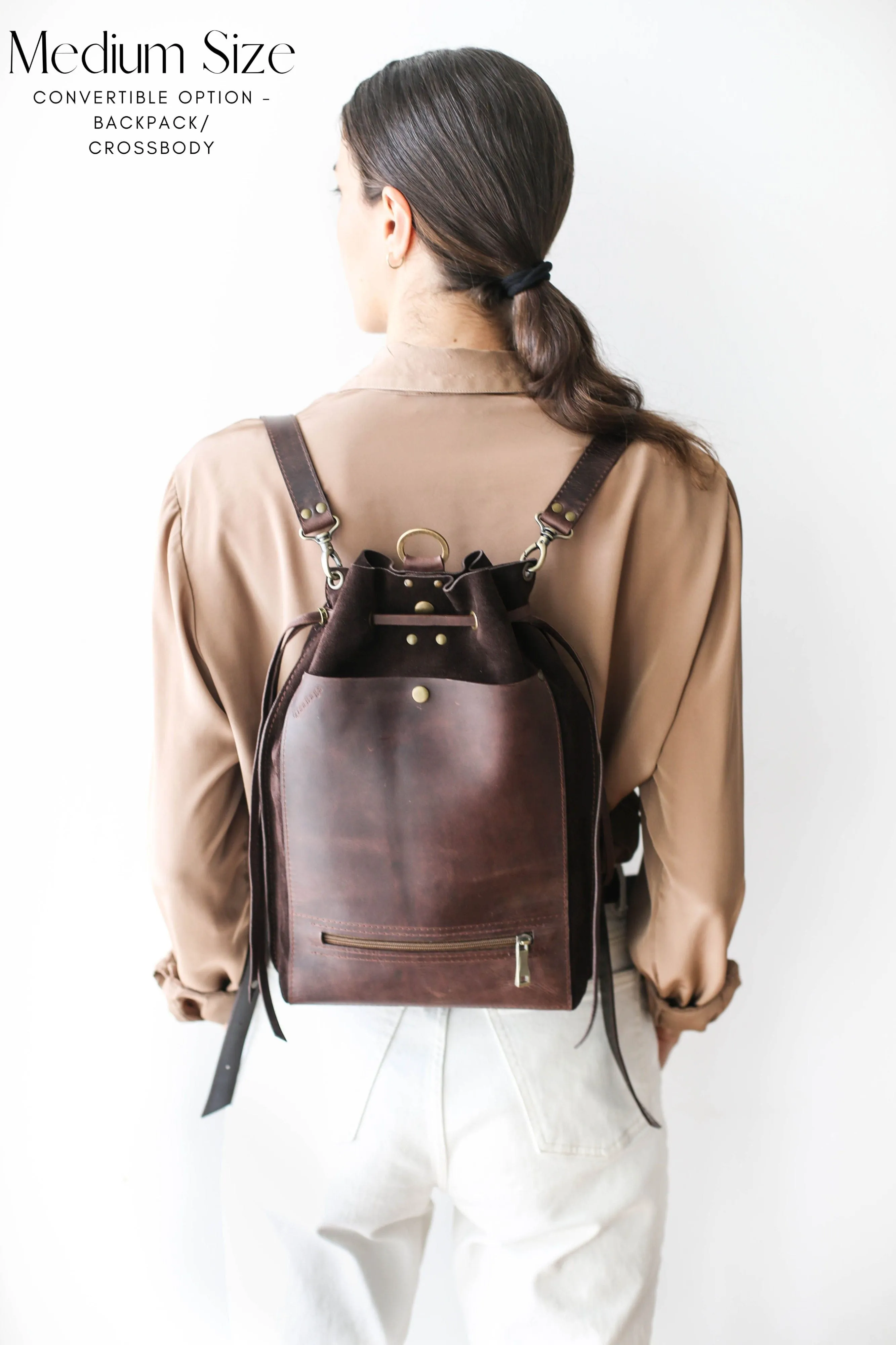 Grizzly Brown Leather Backpack Purse