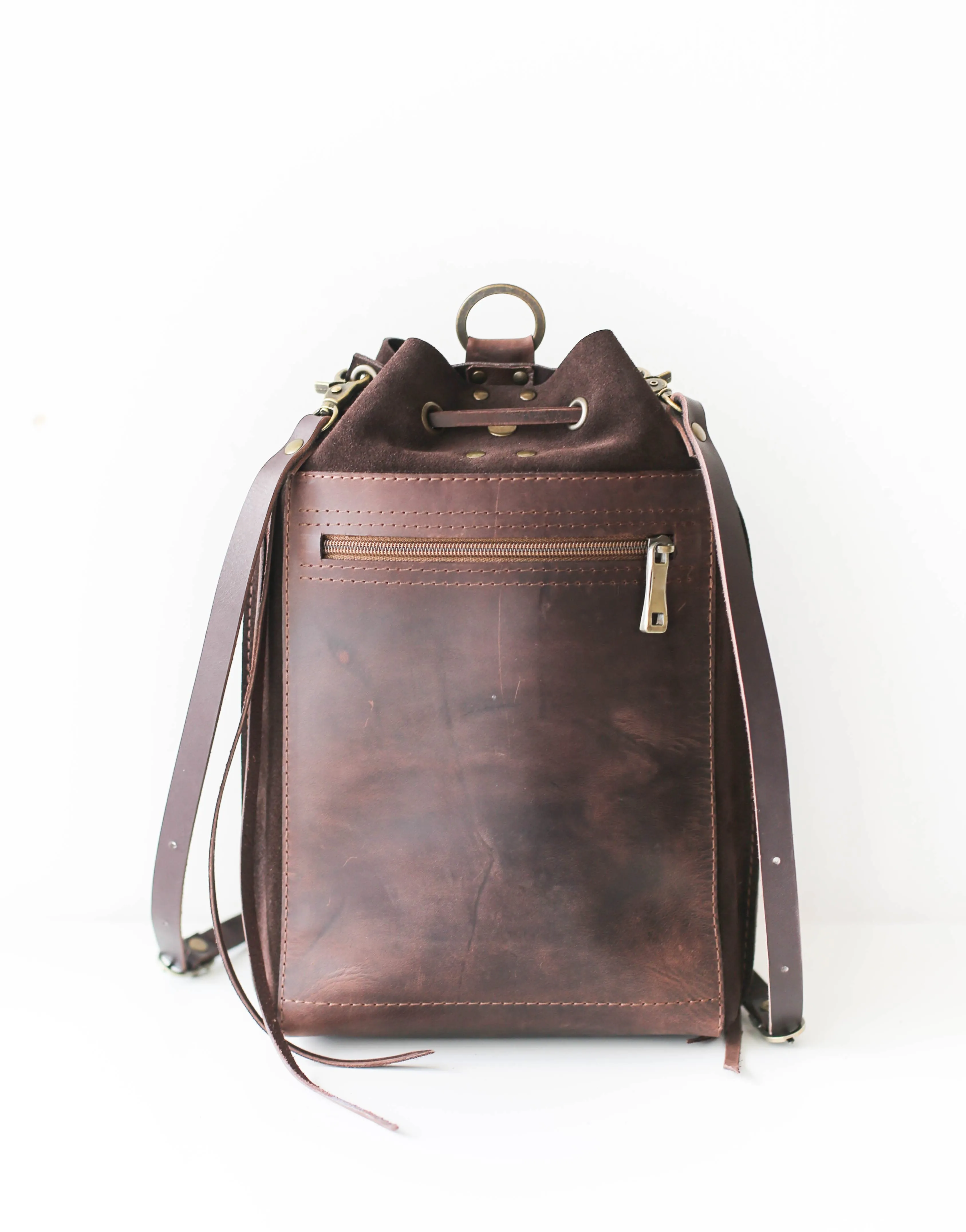 Grizzly Brown Leather Backpack Purse