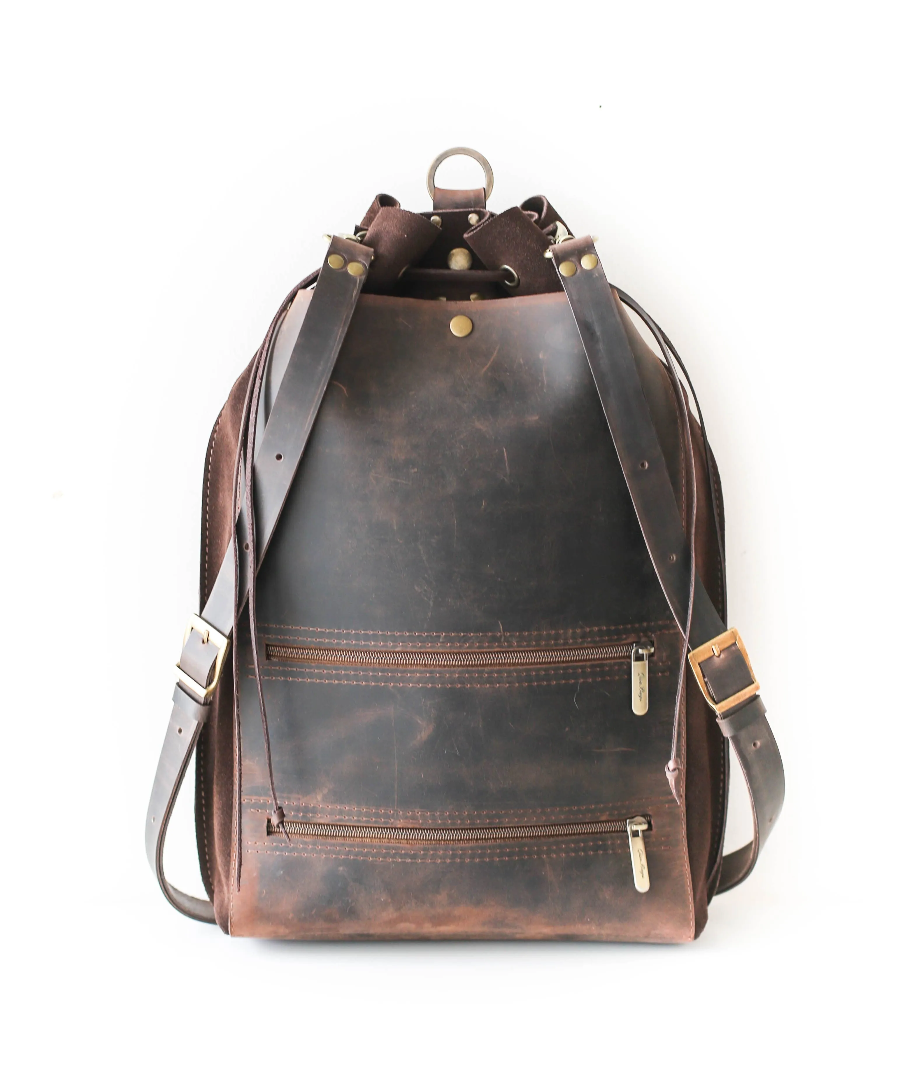 Grizzly Brown Leather Backpack Purse
