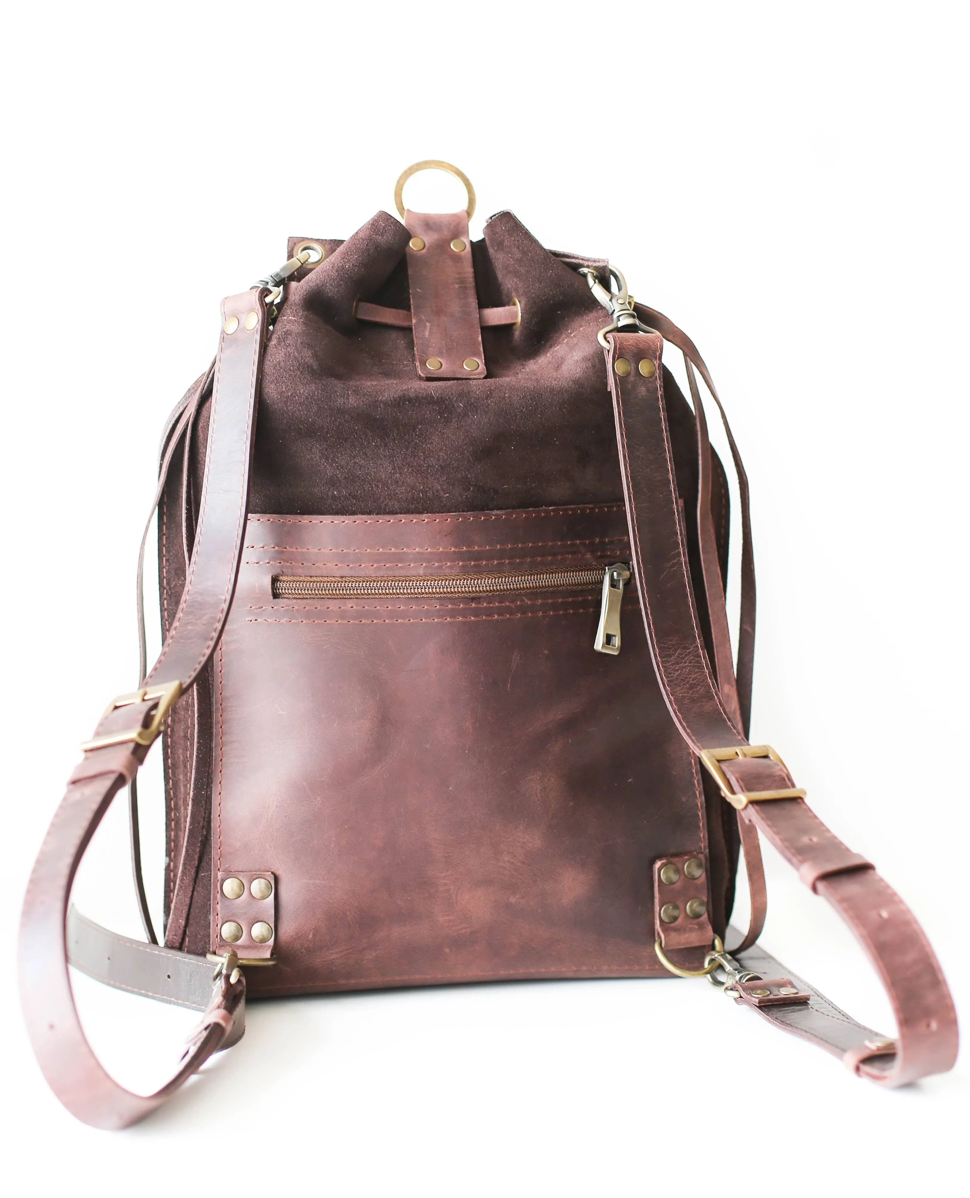 Grizzly Brown Leather Backpack Purse
