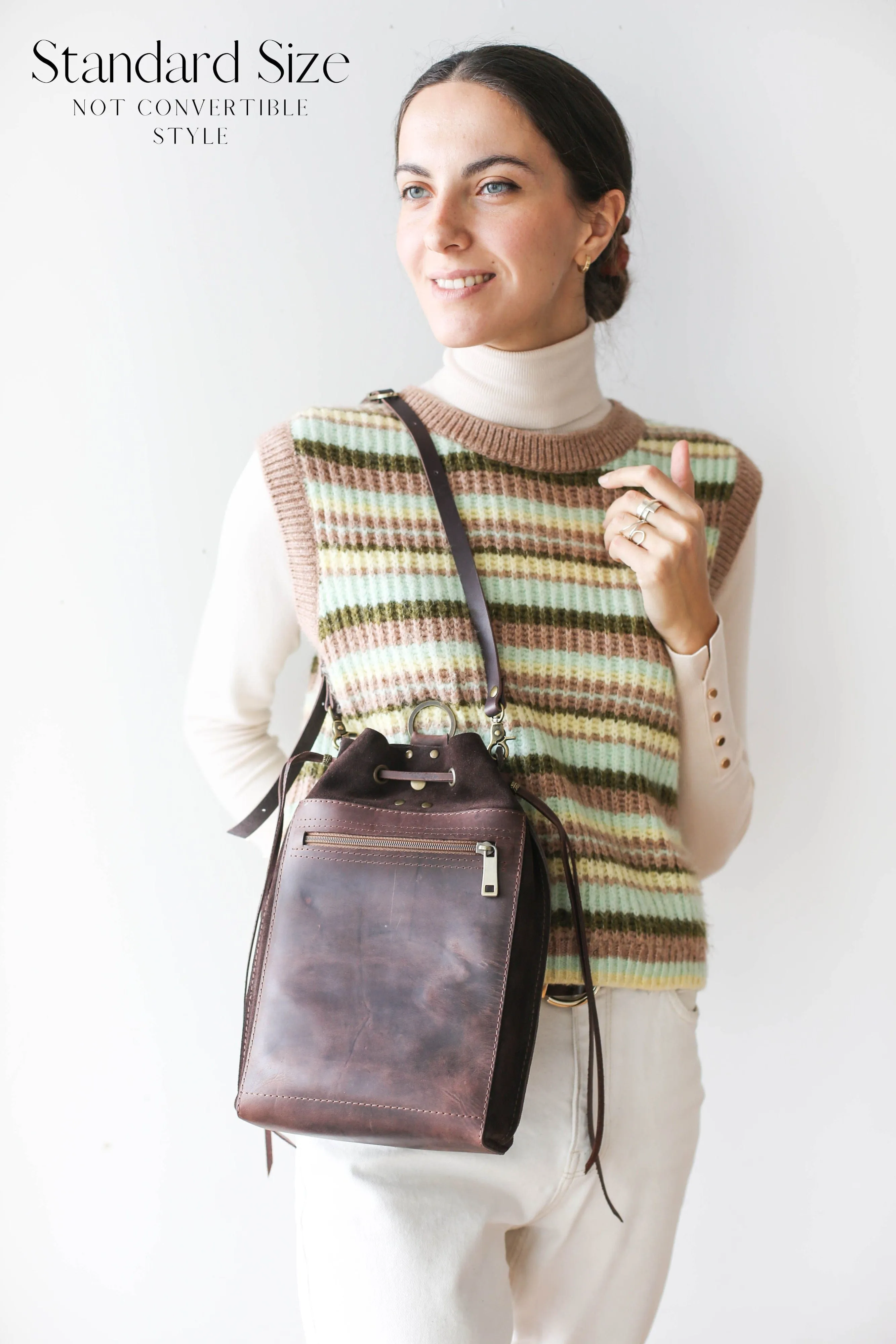 Grizzly Brown Leather Backpack Purse