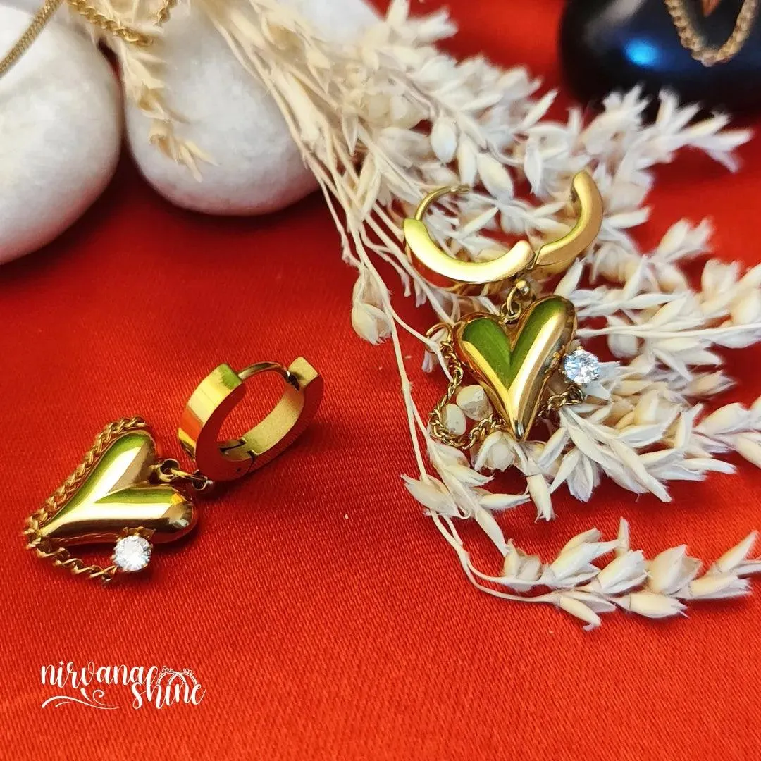 Heart Shaped Jewellery Set – Necklace, Earrings & Free Adjustable Ring