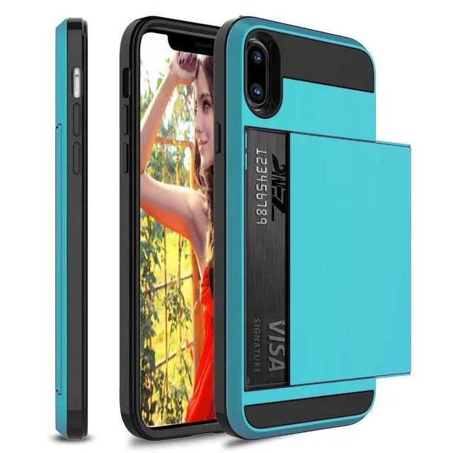 Hybrid Armour Case for iPhone Wallet Case Card Holder