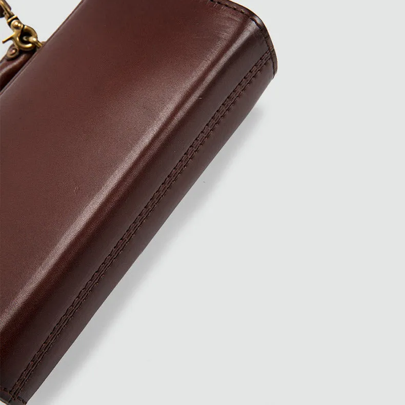 Ladies Vintage Brown Leather Satchel Handbags Small Shoulder Bags for Women