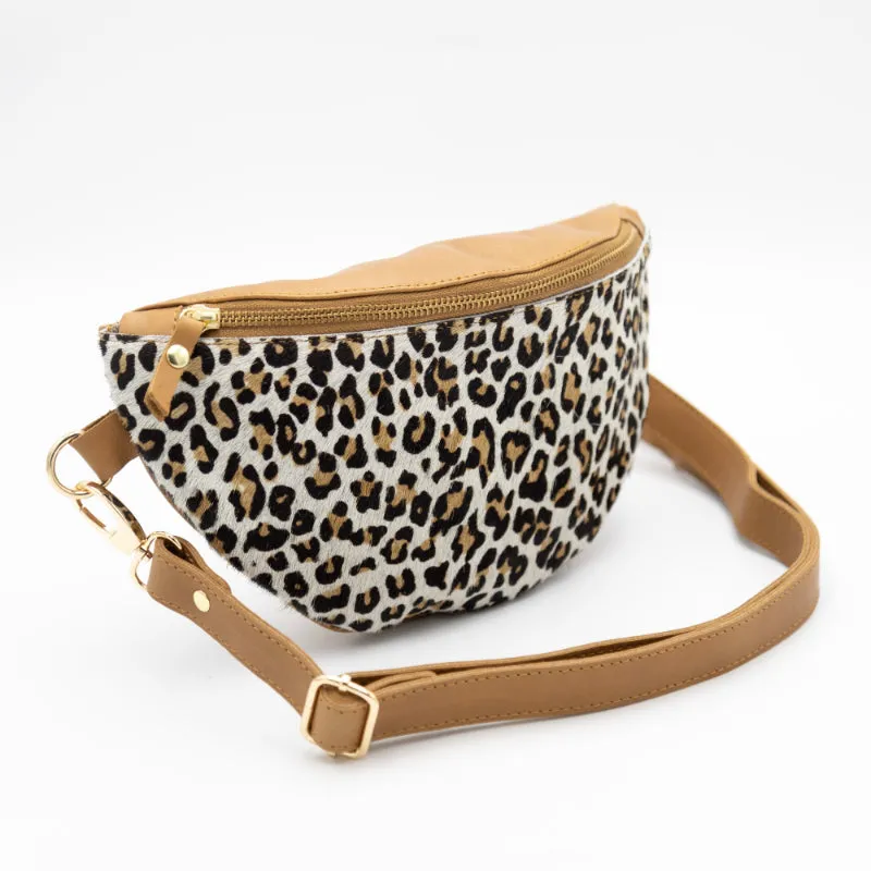 Leopard Leather Bum Bag (w Gold Fittings)
