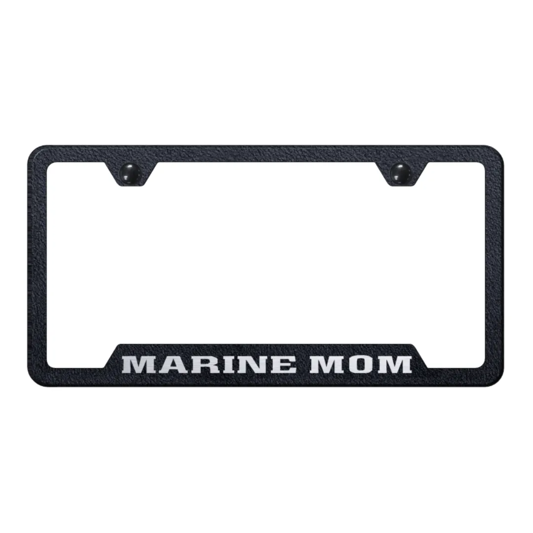 Marine Mom Cut-Out Frame - Laser Etched Rugged Black