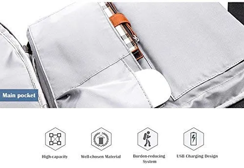 MUFUBU Presents Smart USB Charging Anti Theft Backpack by Kaka - Grey