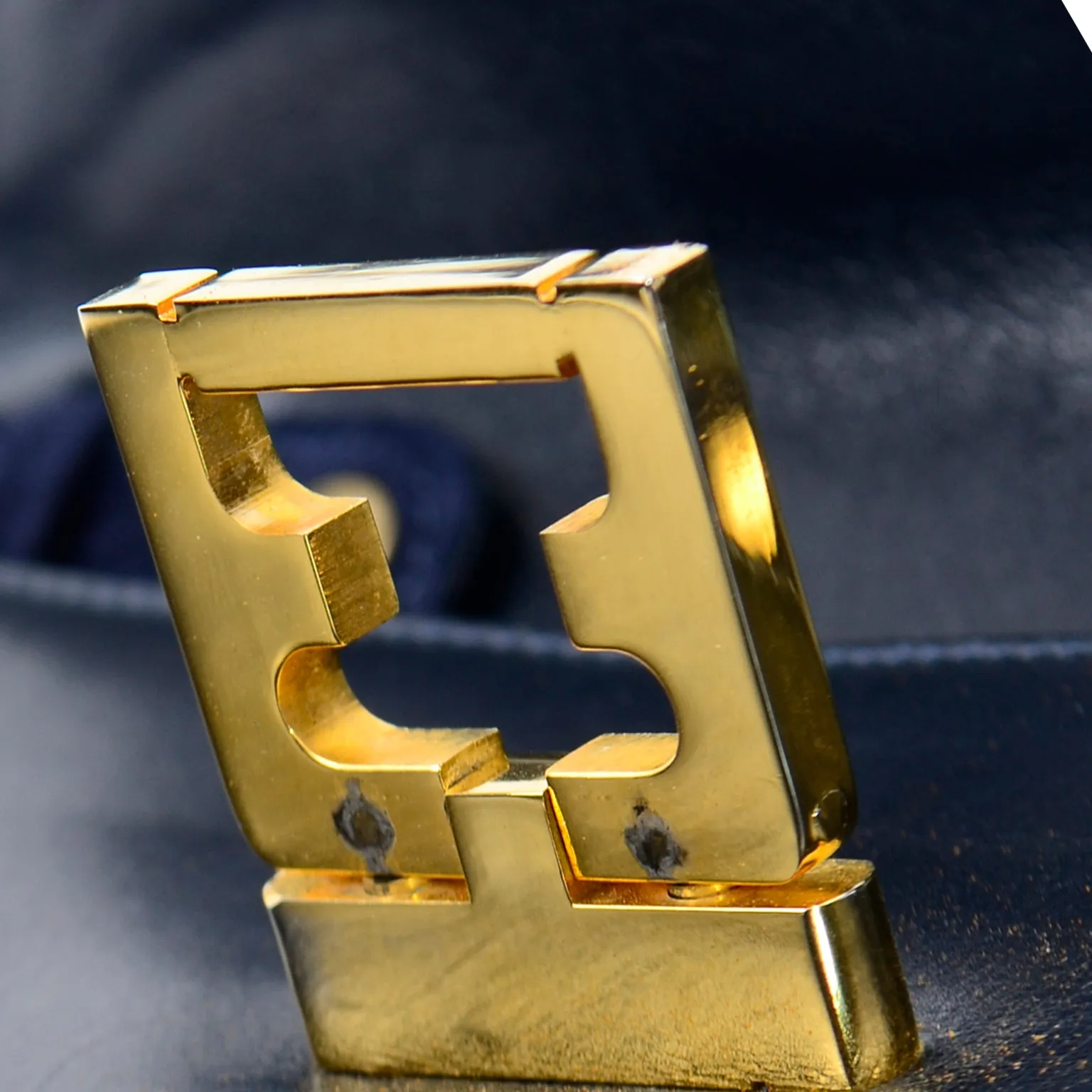 Salvatore Ferragamo Shoulder Bag in Navy Blue Leather & Suede