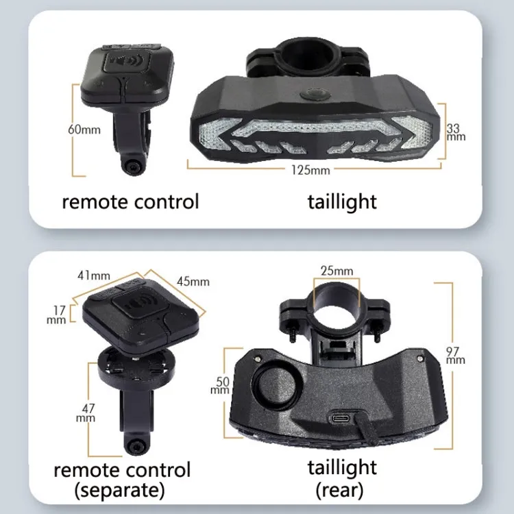 SF31 Bicycle Rail Light Brake Steering Sensor Anti-Theft Alarm Wireless Remote Control Warning Bell(Black)