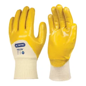 Skytec NEON Yellow Nitrile Work Wear Gloves 3/4 Coated