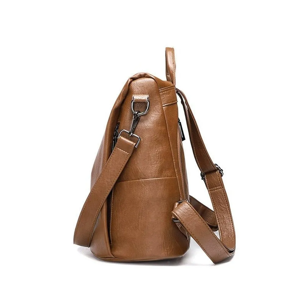 Soft Leather Anti-Theft Backpack
