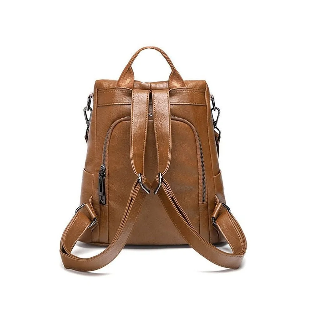 Soft Leather Anti-Theft Backpack