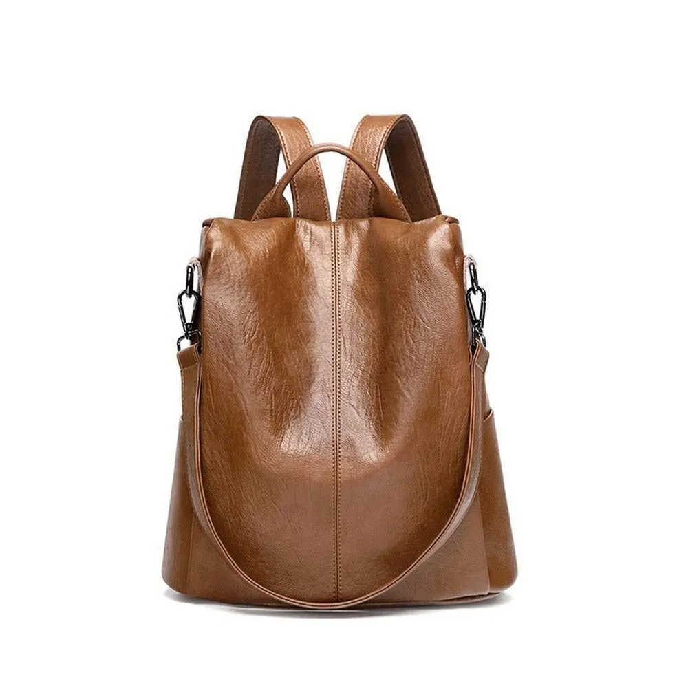 Soft Leather Anti-Theft Backpack