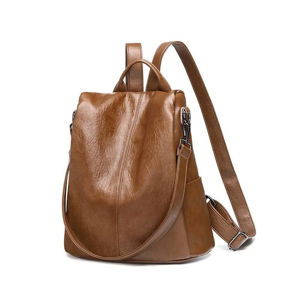 Soft Leather Anti-Theft Backpack