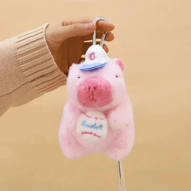 Sporty Capybara Pull Ball Plush Keychain