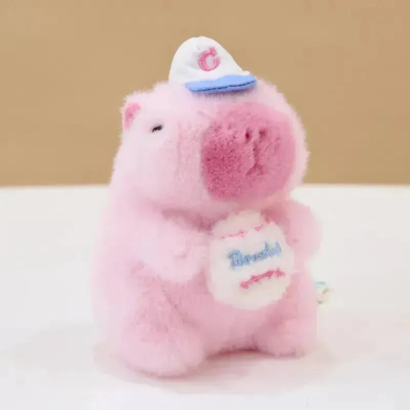 Sporty Capybara Pull Ball Plush Keychain