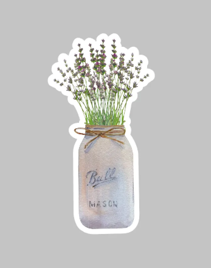 Sticker 37C Lavender Flowers in a Mason Jar