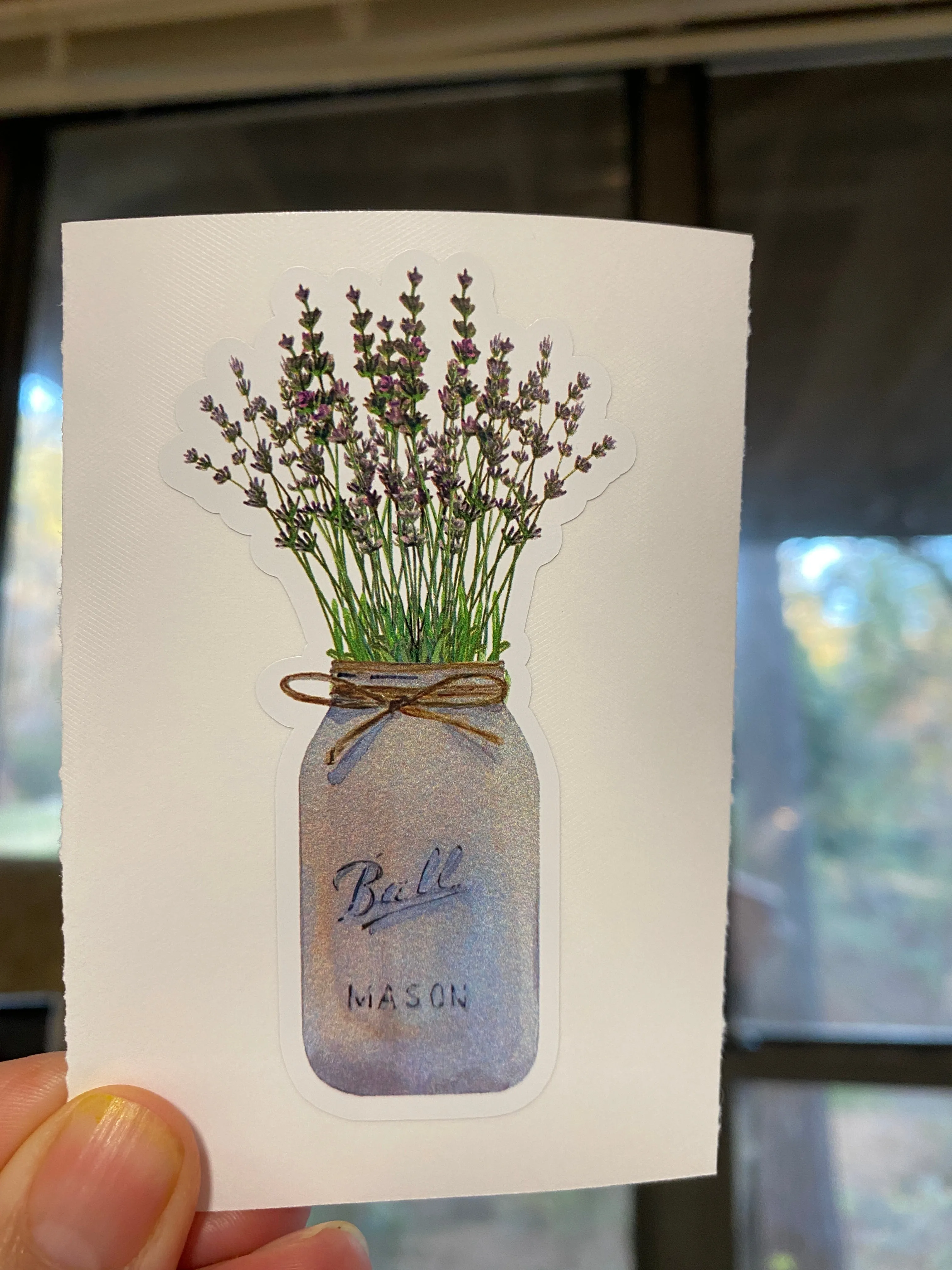 Sticker 37C Lavender Flowers in a Mason Jar