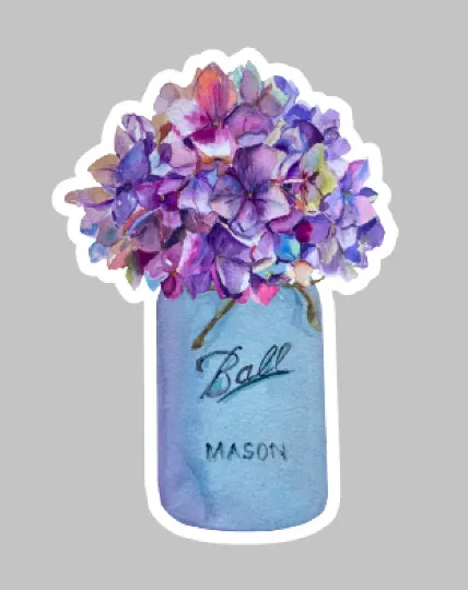 Sticker 37D Purple Flowers in a Mason Jar