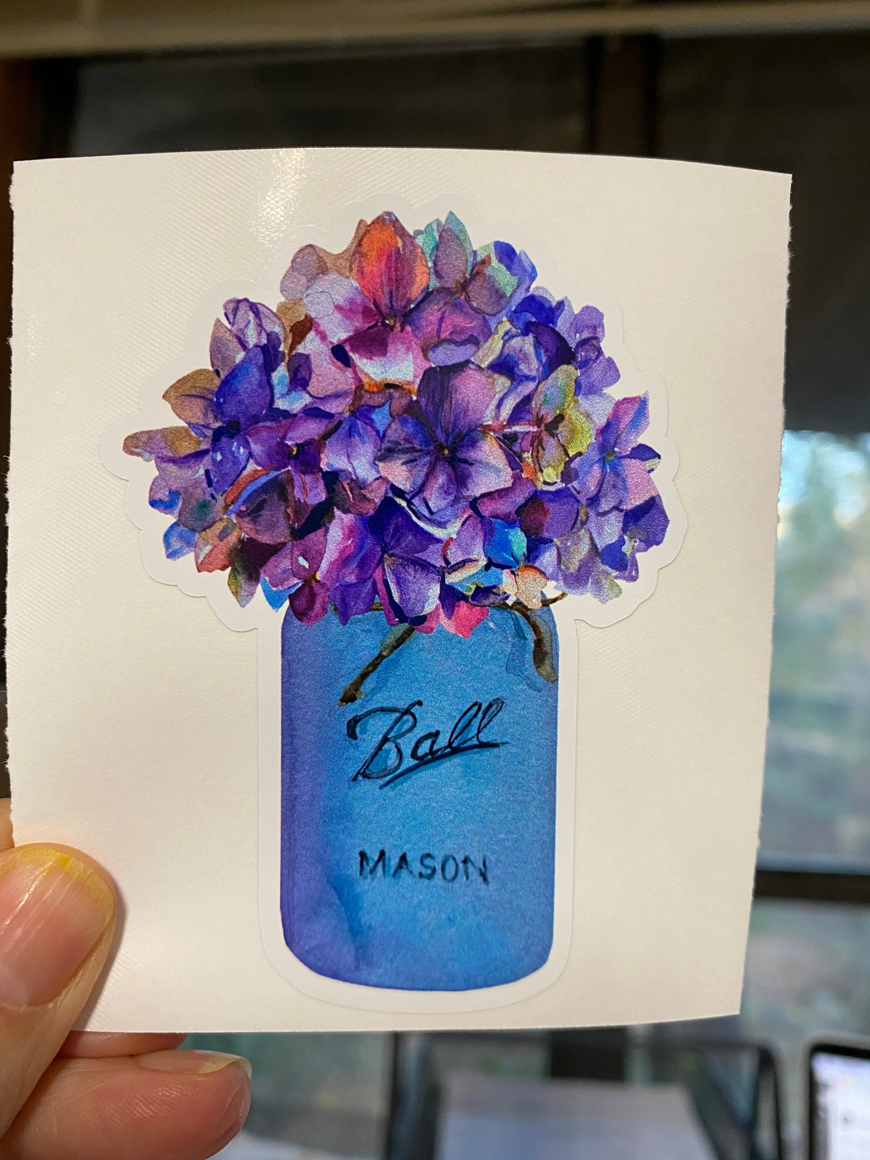 Sticker 37D Purple Flowers in a Mason Jar
